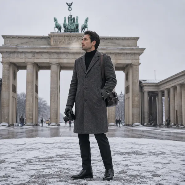 Men Premium Long Coat Dark Ash