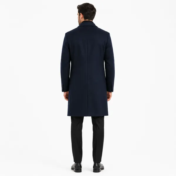 Men Premium Long Coat Navy Blue