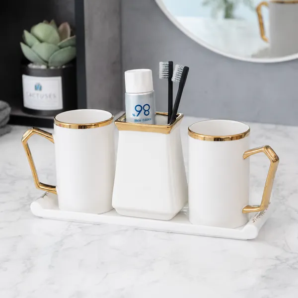 High-End Premium Wedding Wash Cup & Holder Set
