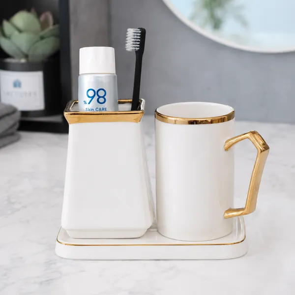 High-End Premium Wedding Wash Cup & Holder Set