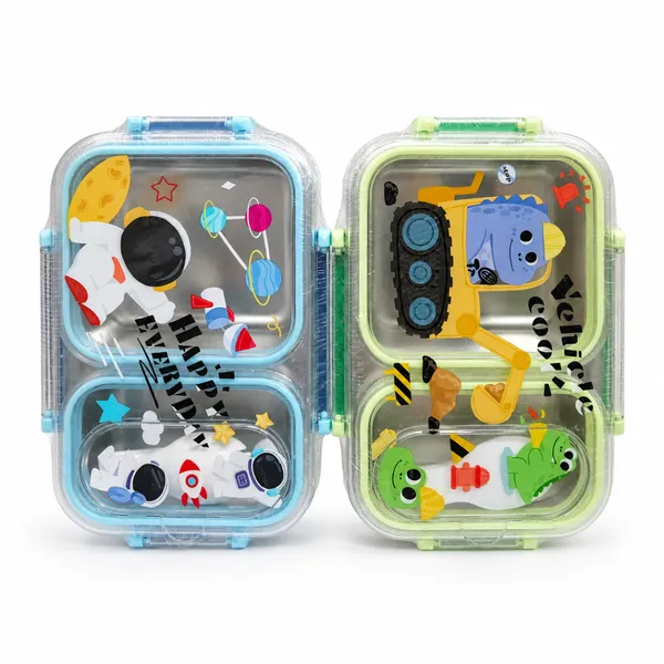 Kids Cartoon Lunch Box – Double Layer Bento Box (Excavator Design)