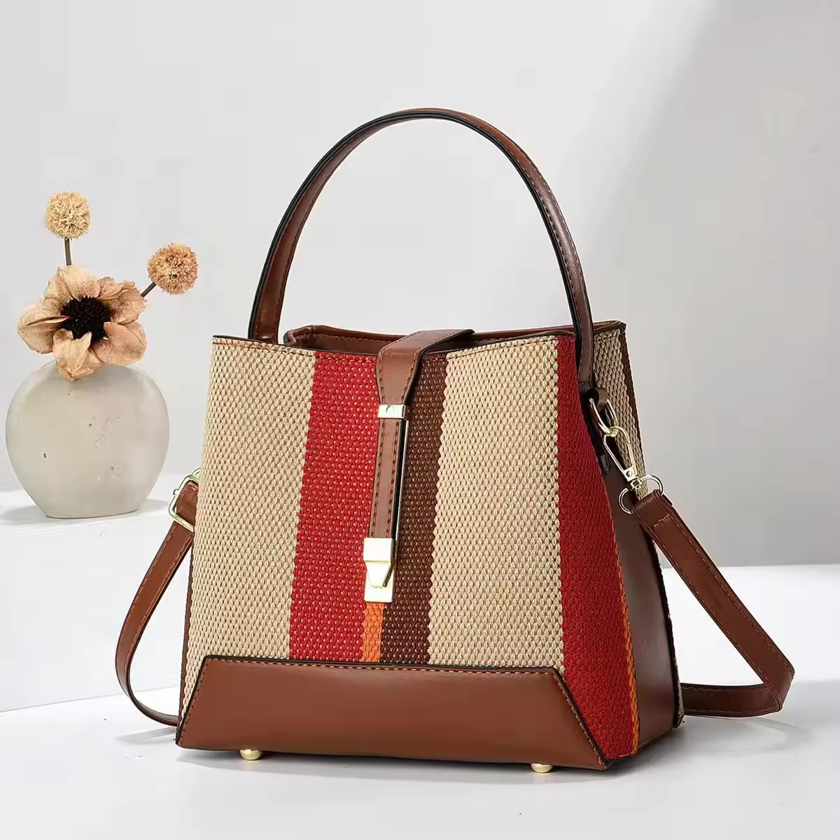 Zeriva Premium Plaid Shoulder Handbag