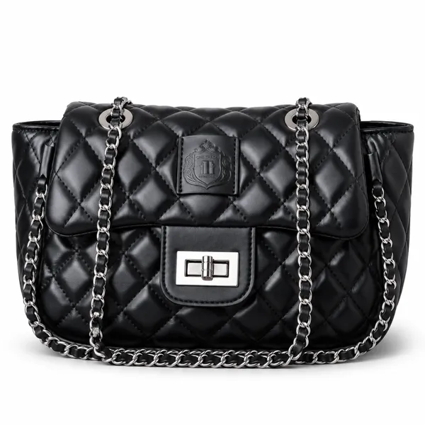 Premium Quilted Black Leather Hobo Bag