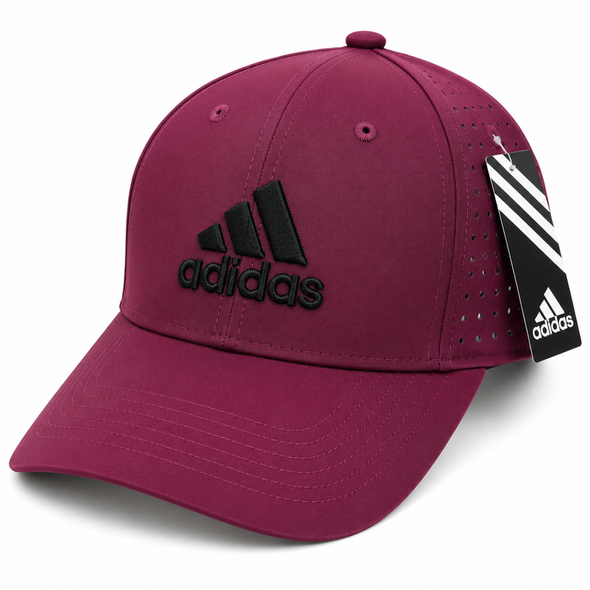 Premium Burgundy Adidas Embroidered Baseball Cap – Black Trefoil Logo Lifestyle Hat