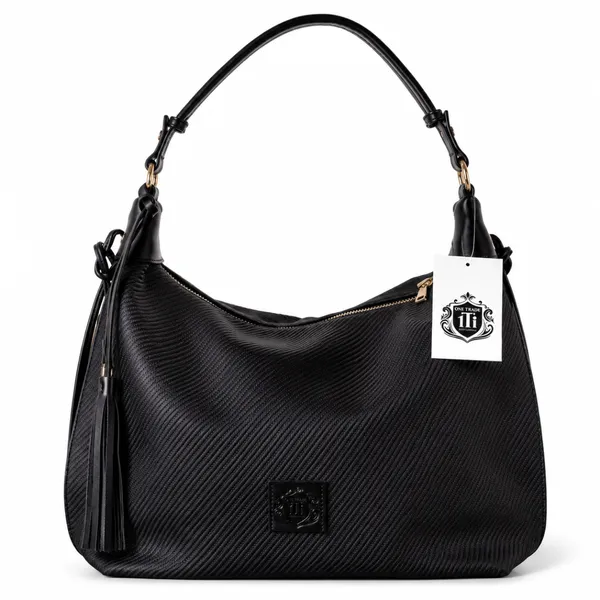 Premium Woven Texture Hobo Bag – Black