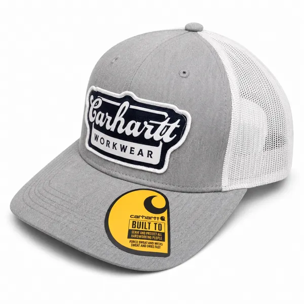 Carhartt Grey & White Mesh Trucker Cap – Premium Workwear Street Style Hat