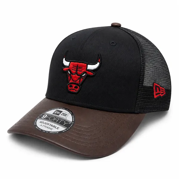 Premium Leather Black & Red Bull Embroidered Cap