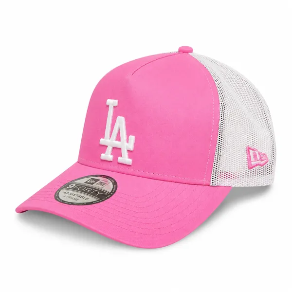 Premium Pink & White LA Embroidered Trucker Cap