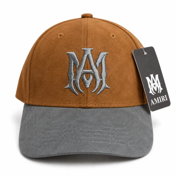 Premium Brown & Grey AM Embroidered Cap