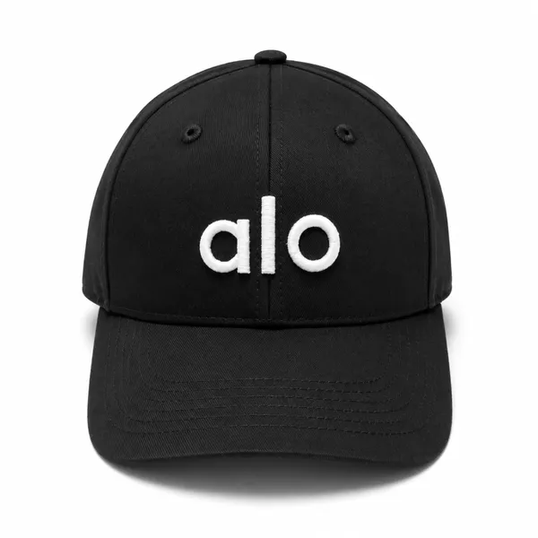 Alo Premium Black Contrast Embroidered Baseball Cap – Modern Lifestyle Accessory