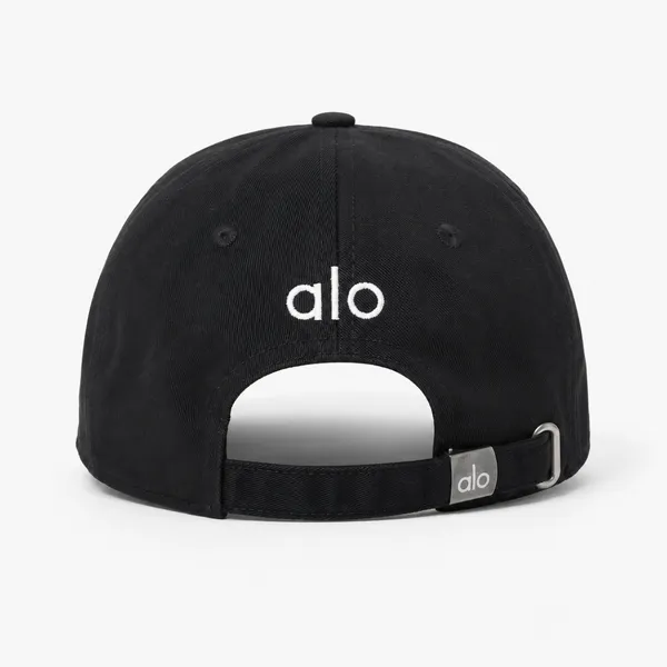 Alo Premium Black Contrast Embroidered Baseball Cap – Modern Lifestyle Accessory