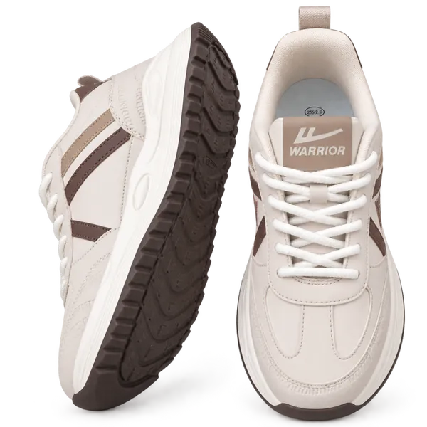 Premium White & Brown Casual Sneakers | Classic Lifestyle Street Shoes