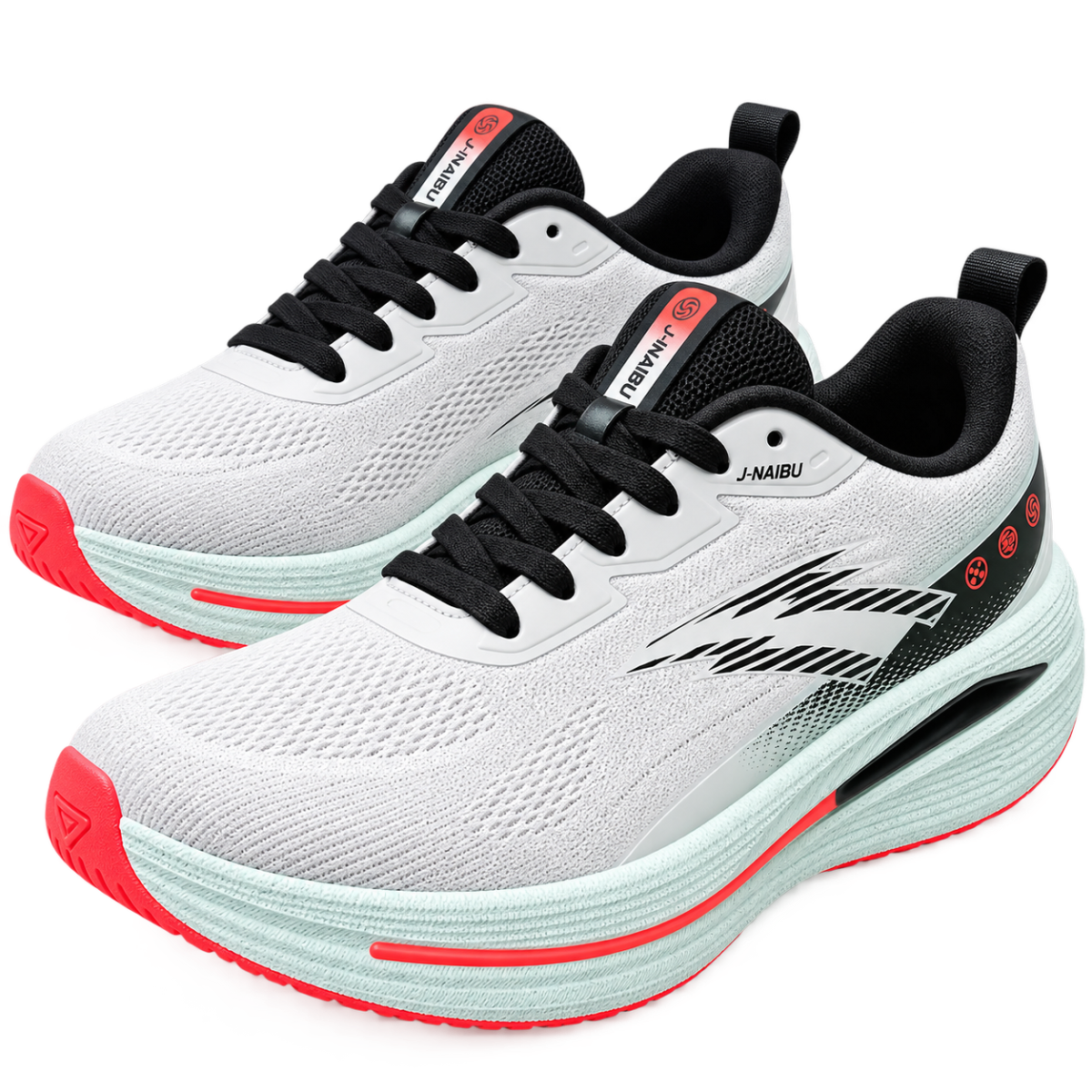 J-NAIBU Performance Running Shoes | White, Black & Red