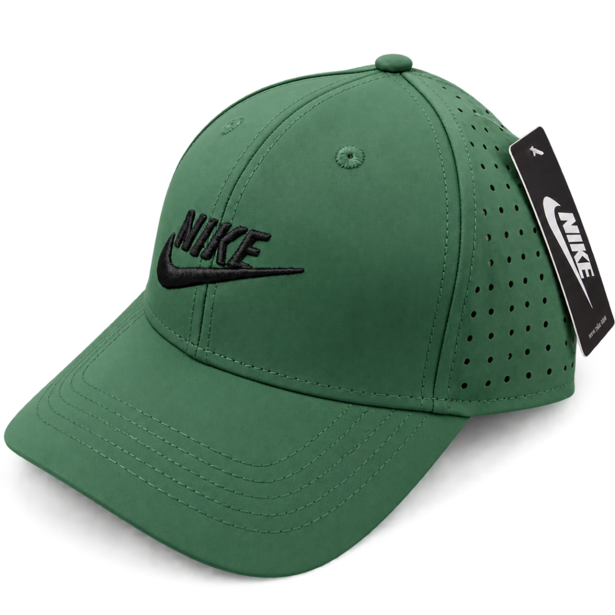 Nike Green Black Logo Performance Perforated Lifestyle Cap – Premium Sports Fashion Accessory