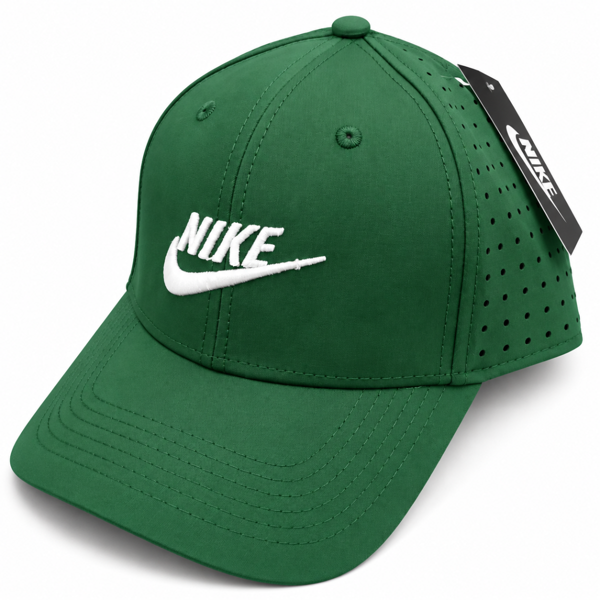 Nike Green White Logo Performance Lifestyle Cap – Premium Embroidered Sports Cap