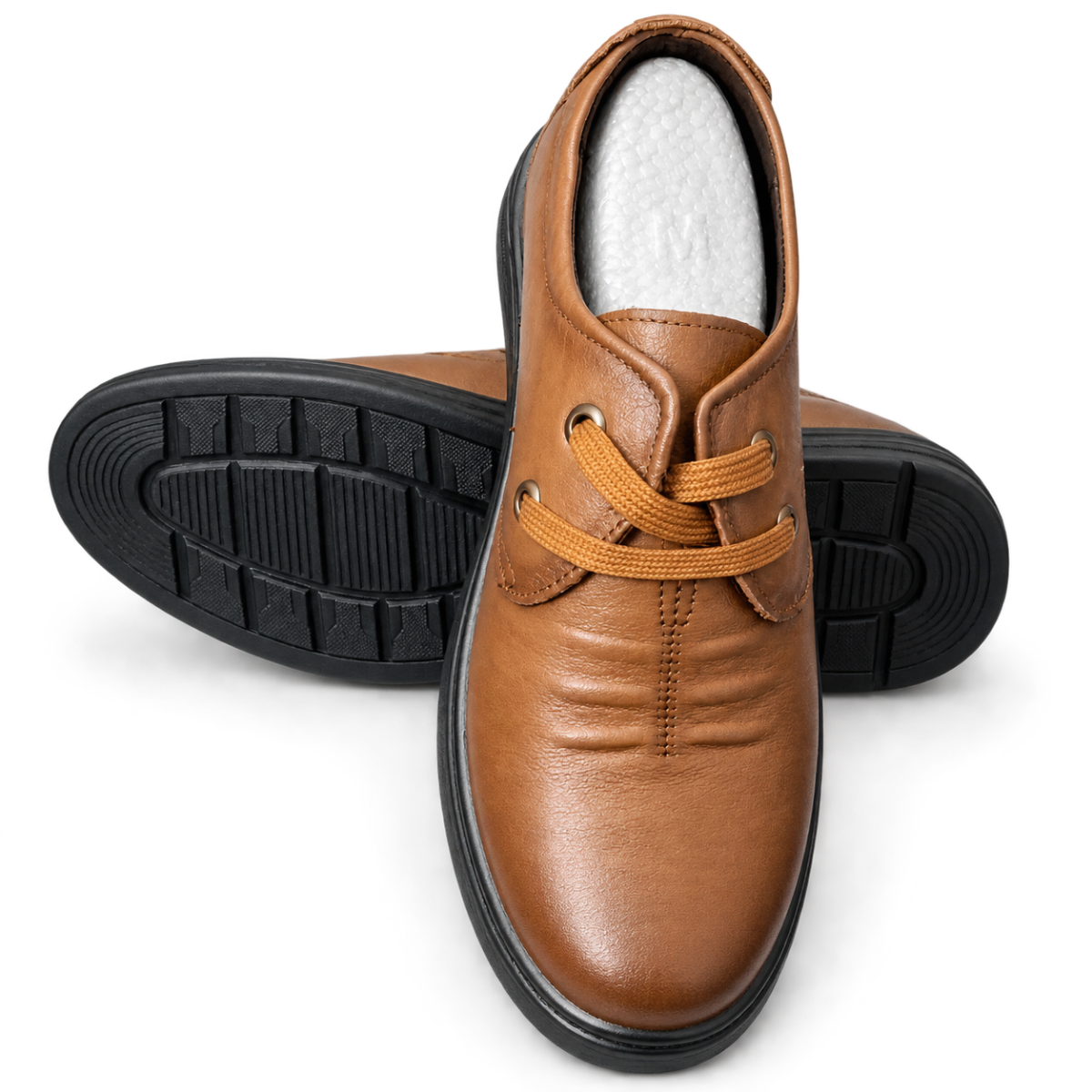 Premium Imported Leather Casual Shoes for Men | Classic Brown Lace-Up Leather Footwear