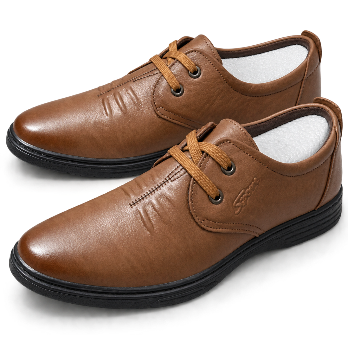Premium Imported Leather Casual Shoes for Men | Classic Brown Lace-Up Leather Footwear
