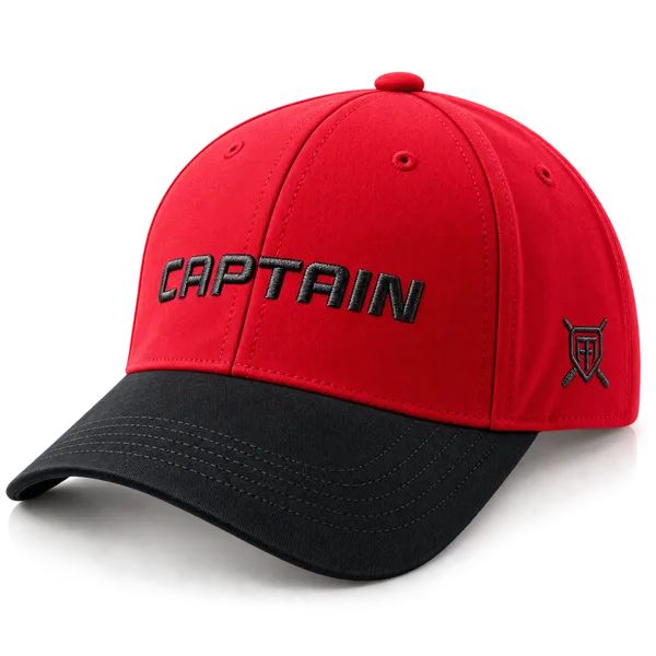 CAPTAIN Premium Suede Cap – Red & Black | Imported Cap