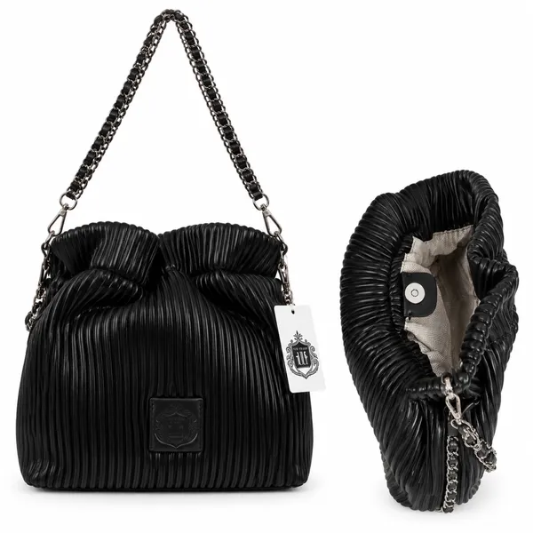 Luxury Black Pleated Chain Shoulder Bag – Imported Premium Women’s Handbag