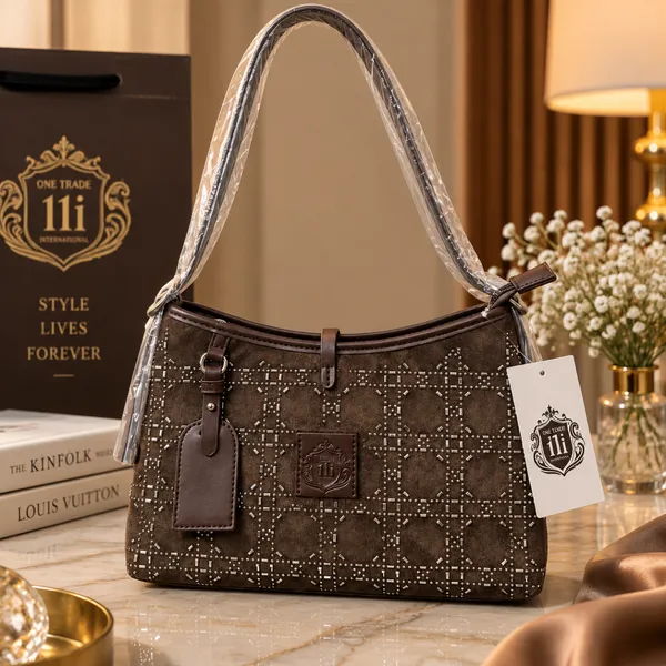 Luxury Brown Studded Shoulder Bag – Imported Premium Women’s Handbag