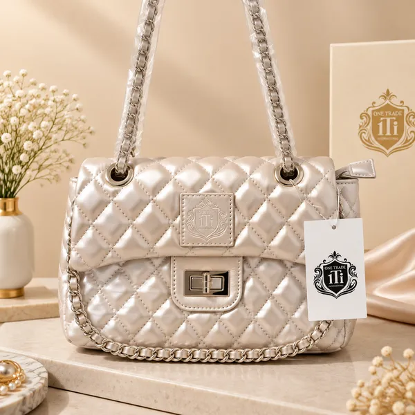 Luxury White Quilted Chain Shoulder Bag – Imported Premium Women’s Handbag