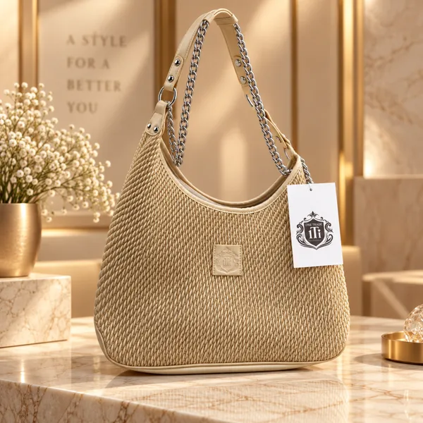 Luxury Gold Textured Chain Shoulder Bag – Imported Premium Women’s Handbag