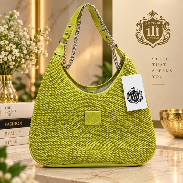 Luxury Lime Green Textured Chain Shoulder Bag – Imported Premium Women’s Handbag