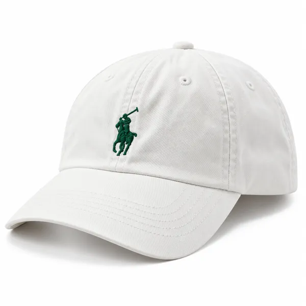 Premium White Green Embroidered Classic Cap