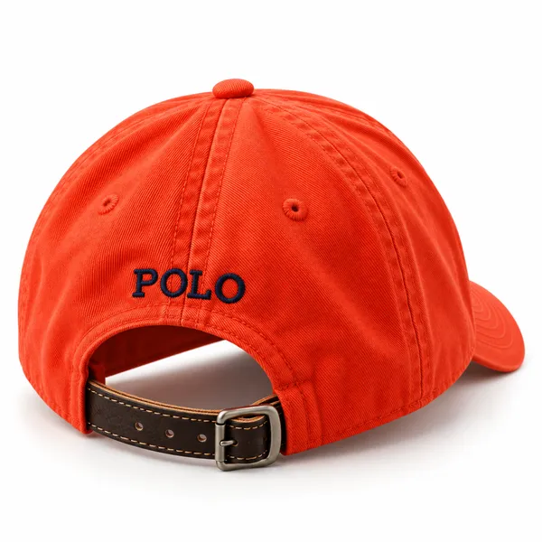 Premium Orange POLO Embroidered Cap with Leather Back Strap