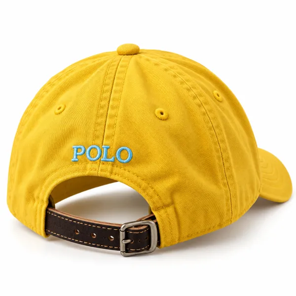 POLO Yellow Embroidered Cap with Leather Back Strap