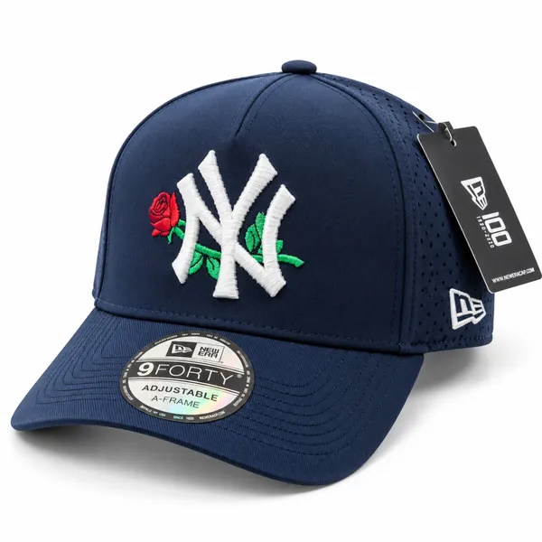 Premium Navy Blue Floral NY Embroidered Cap