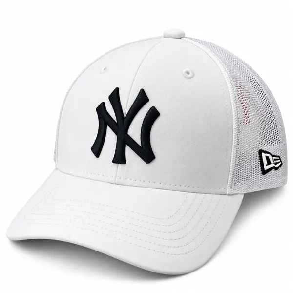 Premium White NY Embroidered Trucker Cap