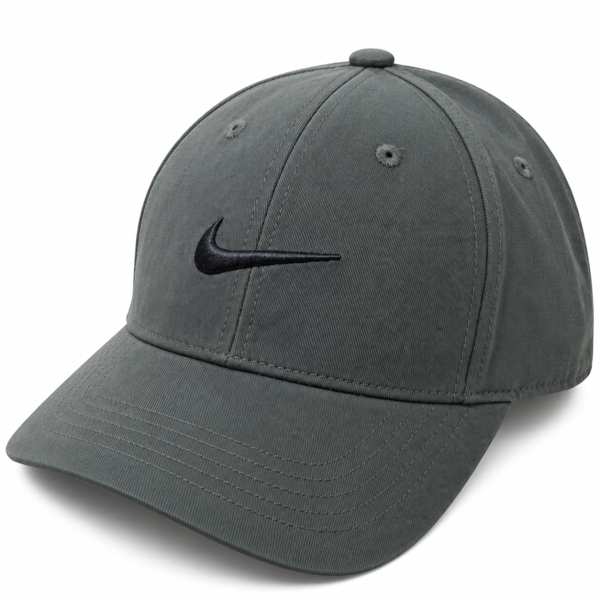 Dark Grey Swoosh Embroidered Baseball Cap