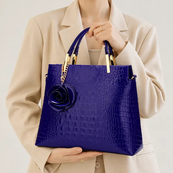 Crocodile Pattern Patent Handbag | Elegant Women’s Shoulder Bag