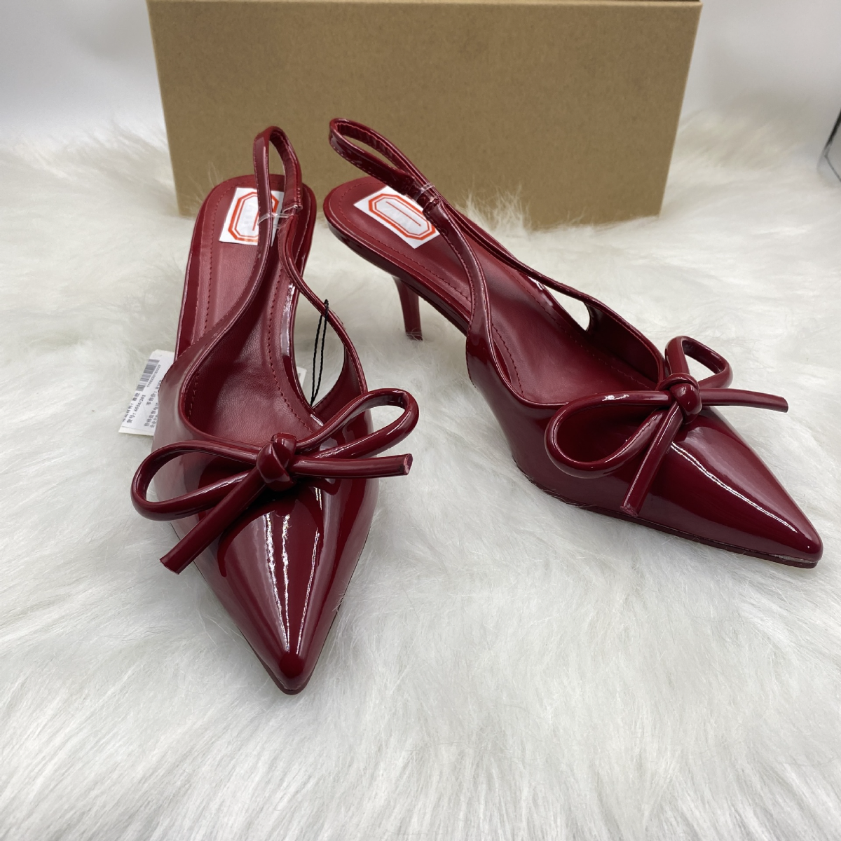 ELEGANT GLOSSY POINTED BOW SLINGBACKS