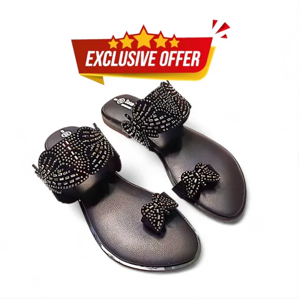 Elegant KaruChic Flat Slippers | Black