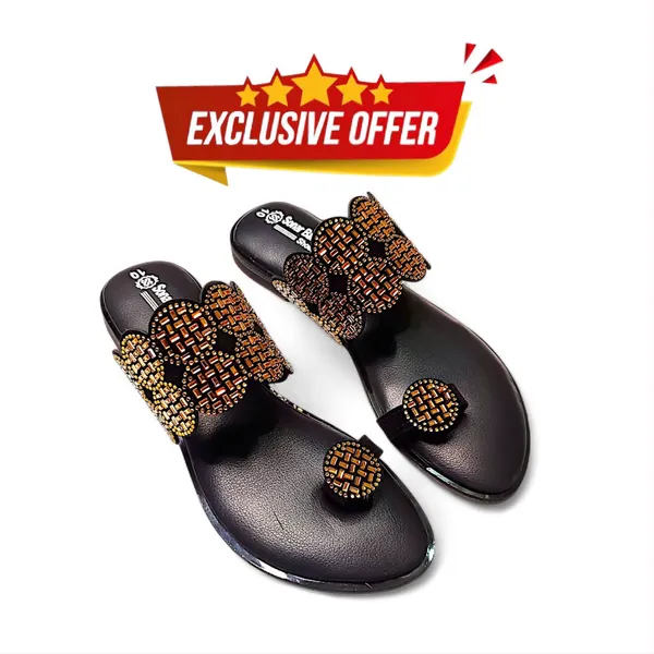Elegant KaruChic Flat Slippers | Golden