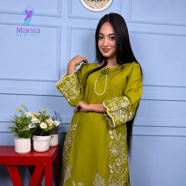 Emerald Parrot // Soft U-Cut Slub Cotton Fabric // Co-Ord’s 2PCS Set