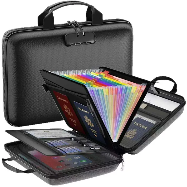 Fireproof File Organizer with Lock Black