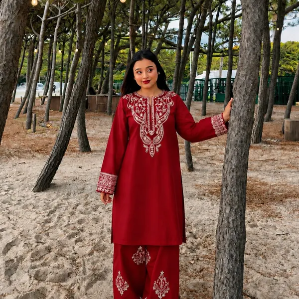 Premium Embroidered Two-Piece Set for Women 