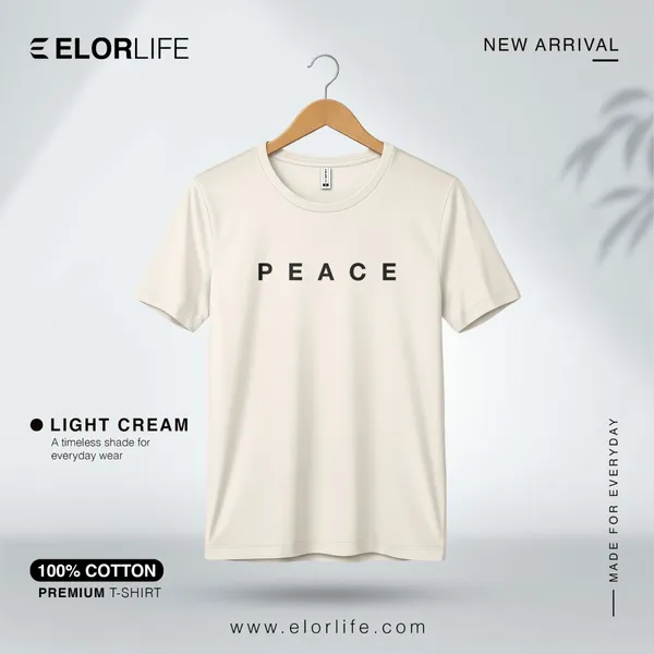 Men's Premium Cream T-shirt - PEACE