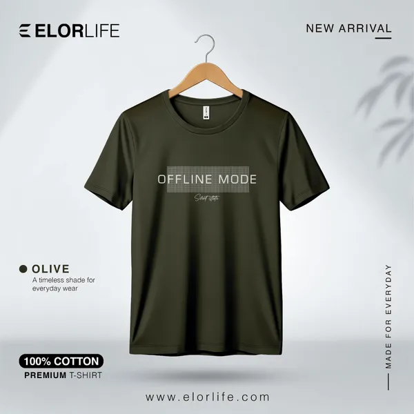Men's Premium Olive T-shirt - Offline Mode