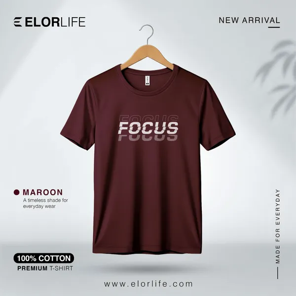 Men's Premium Maroon T-shirt - Focus