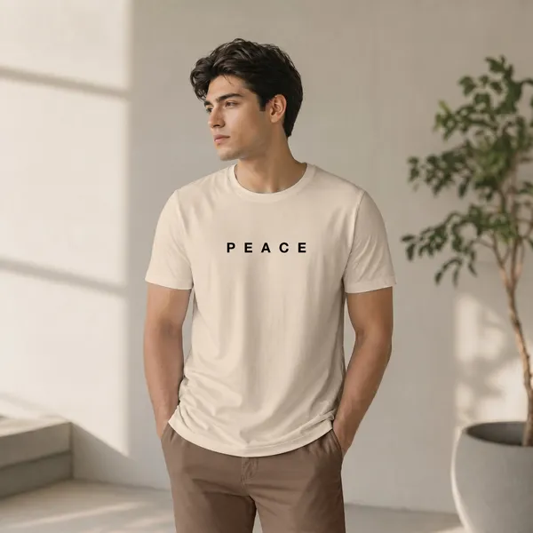 Men's Premium Cream T-shirt - PEACE