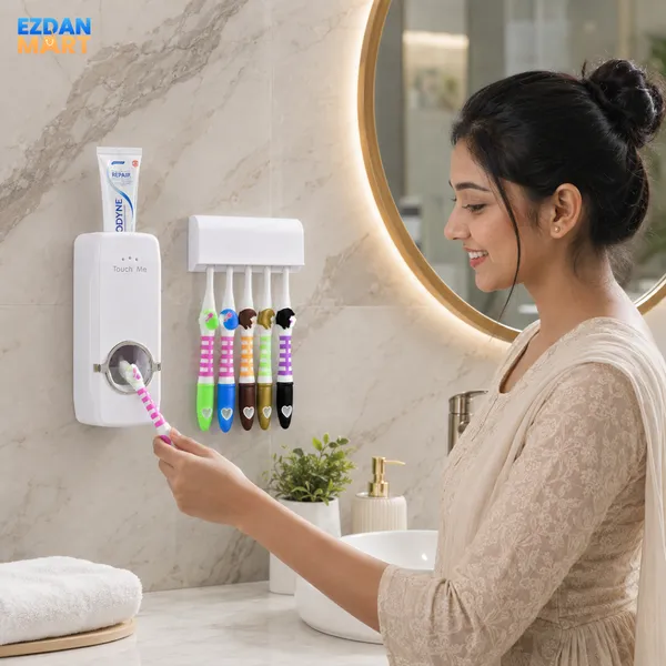 Toothpaste Dispenser & Toothbrush Holder