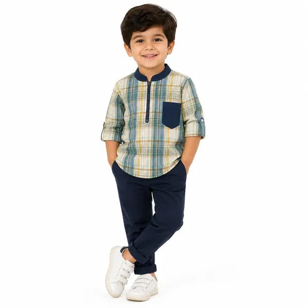 Light Check Boys Zip Shirt – 2-8 Years