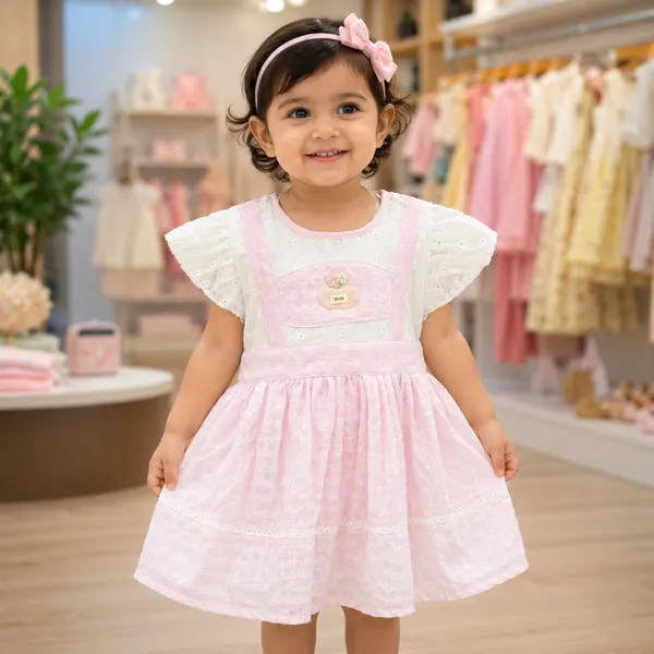Baby Girl Pink Frock Set – Soft Mixed Cotton Dress