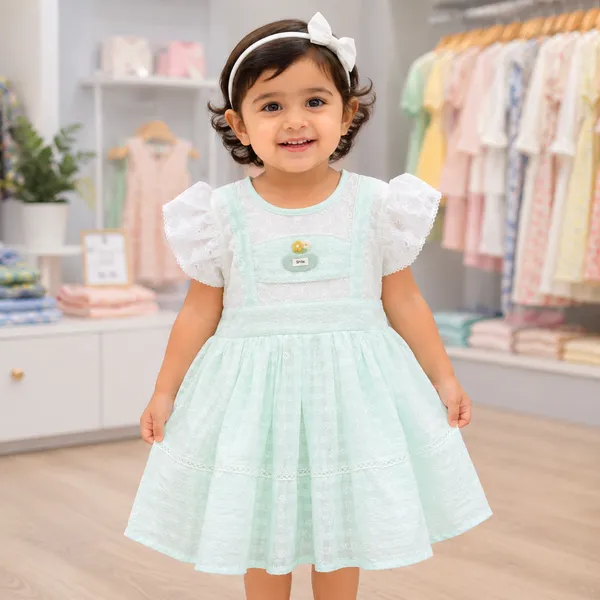 Baby Girl Mint Green Frock Set 6M to 2Y – Soft Mixed Cotton Dress