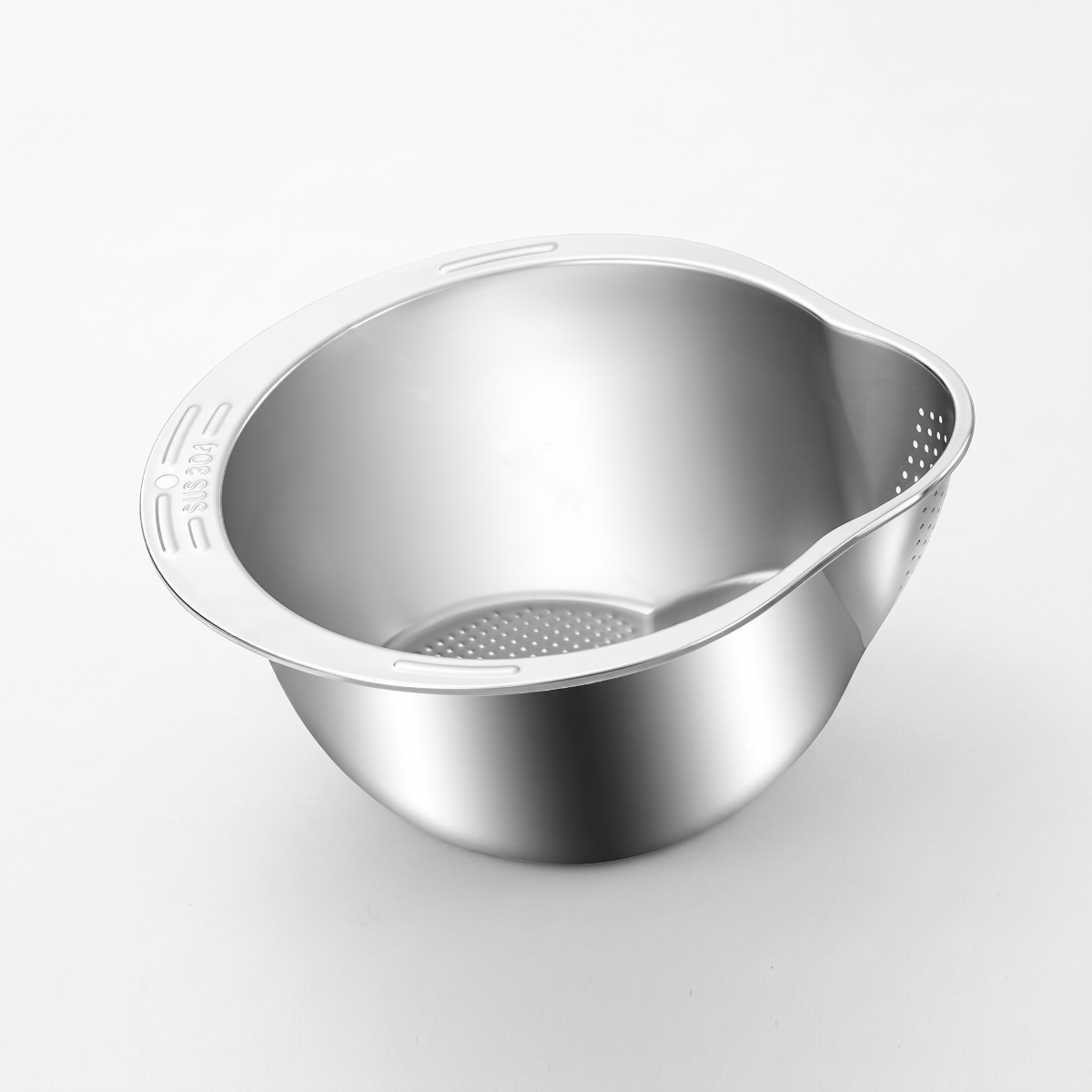 Stainless Steel Rice Washing & Strainer Bowl (27cm)