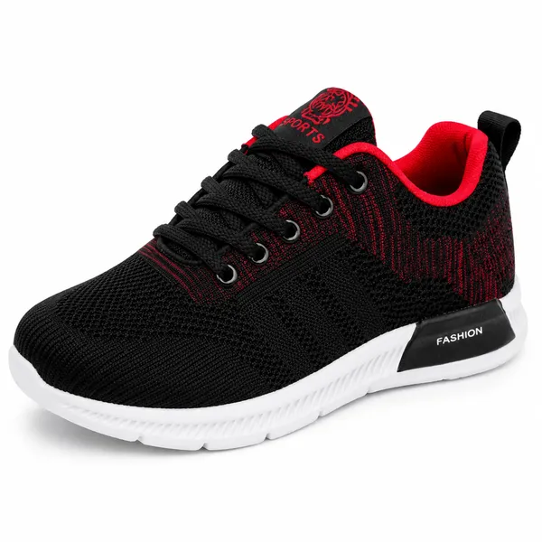 Premium Black & Red Sports Running Shoes | Lightweight Athletic Sneakers